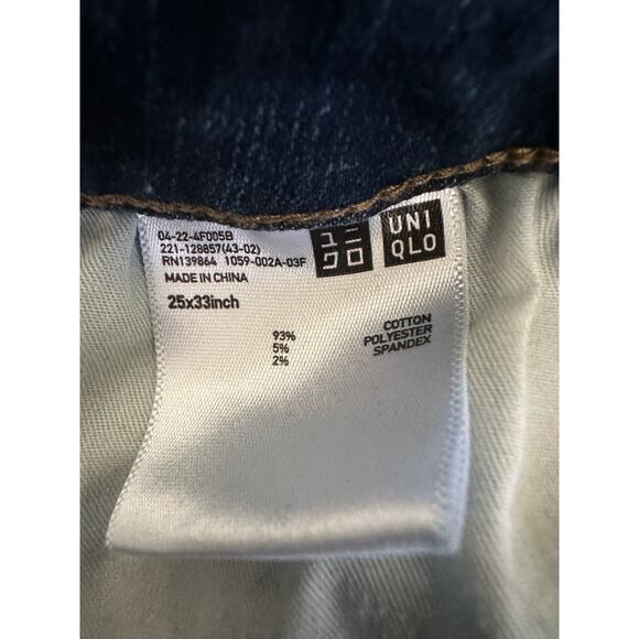 Uniqlo Womens Tapered Jean Leggings Size 25 (25x27.5) Mid Rise Dark Wash - Picture 3 of 8